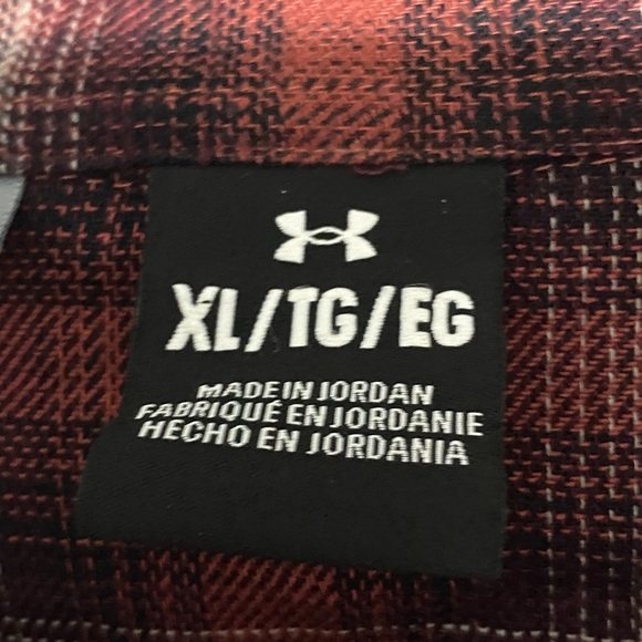 UNDERARMOUR MENS SIZE XL RUST BLACK FLANNEL SHIRT SNAP BUTTONS  GOOD CONDITION - Picture 2 of 11